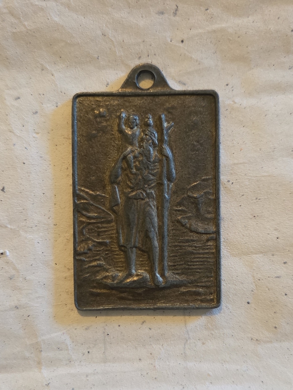 Vintage Saint Christopher Protect Us Medal Pendant Charm